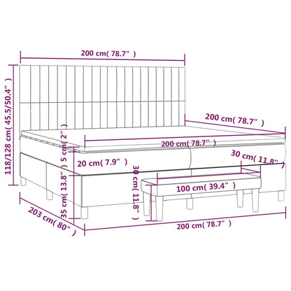 Boxspring Met Matras Stof Lichtgrijs 200 x 200 cm Verticale strepen