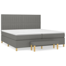 Boxspring Met Matras Stof Donkergrijs 200 x 200 cm Verticale strepen