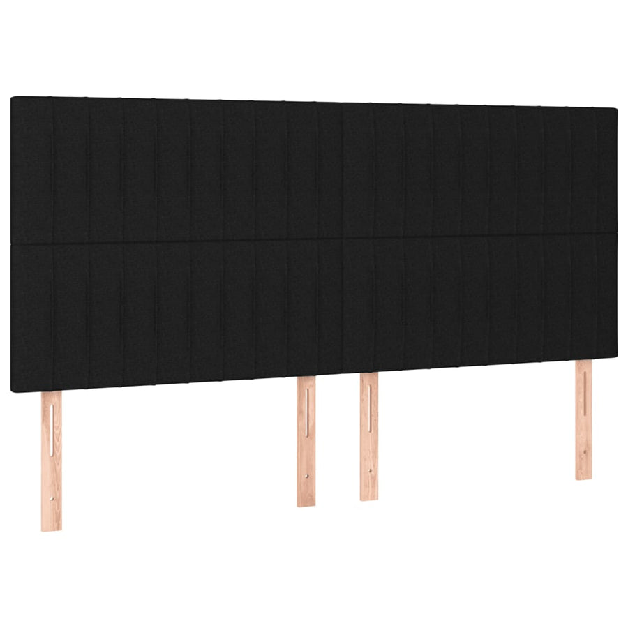 Boxspring Met Matras Stof Zwart 200 x 200 cm Verticale strepen