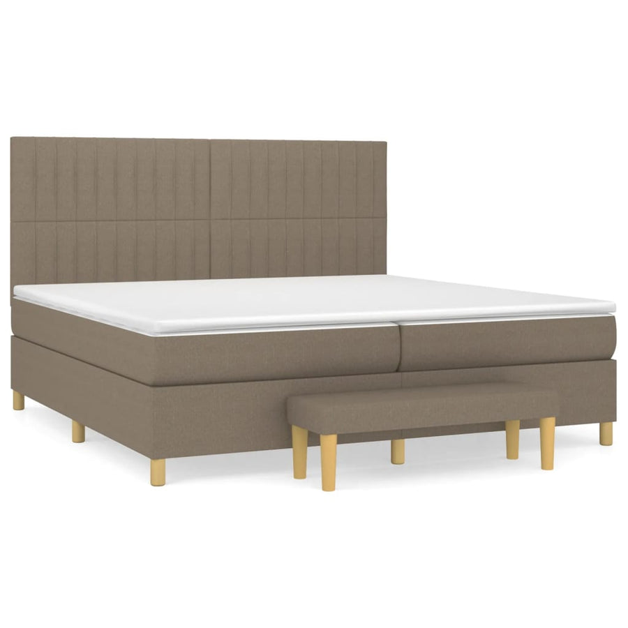 Boxspring Met Matras Stof Taupe 200 x 200 cm Verticale strepen