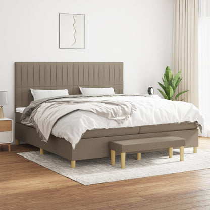 Boxspring Met Matras Stof Taupe 200 x 200 cm Verticale strepen