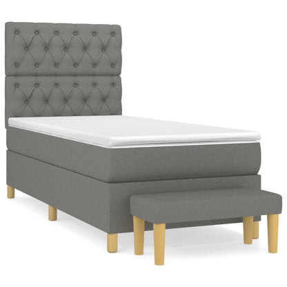 Boxspring Met Matras Stof Donkergrijs 80 x 200 cm Getuft ontwerp