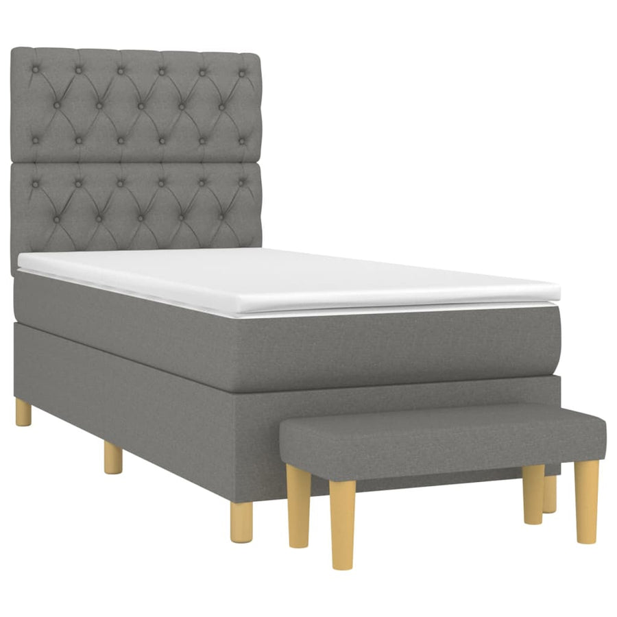 Boxspring Met Matras Stof Donkergrijs 80 x 200 cm Getuft ontwerp