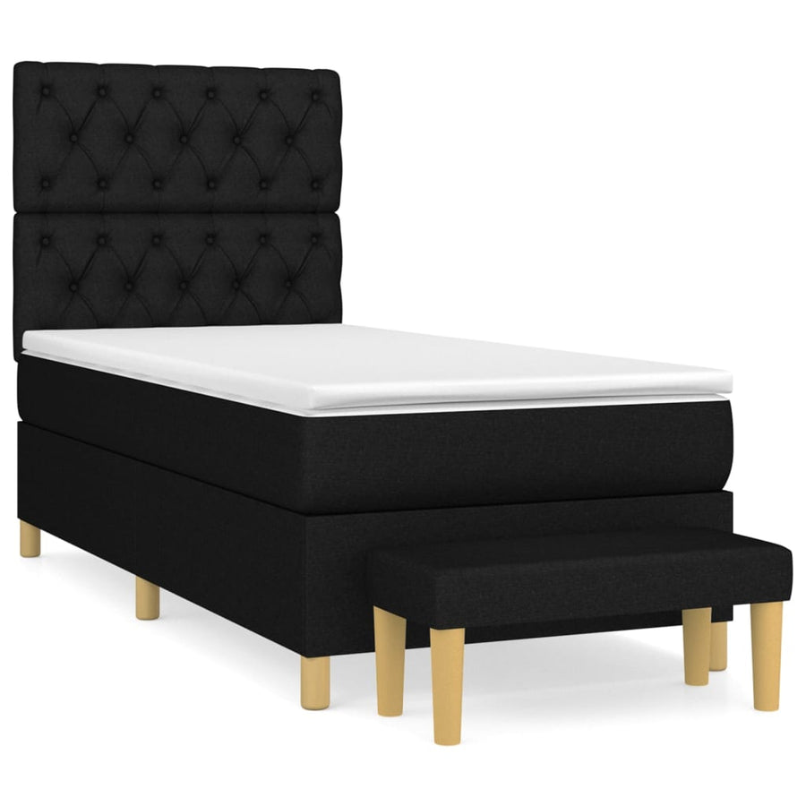Boxspring Met Matras Stof Zwart 80 x 200 cm Getuft ontwerp