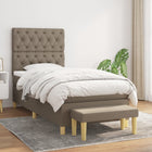 Box spring with fabric mattress taupe 80x200 cm