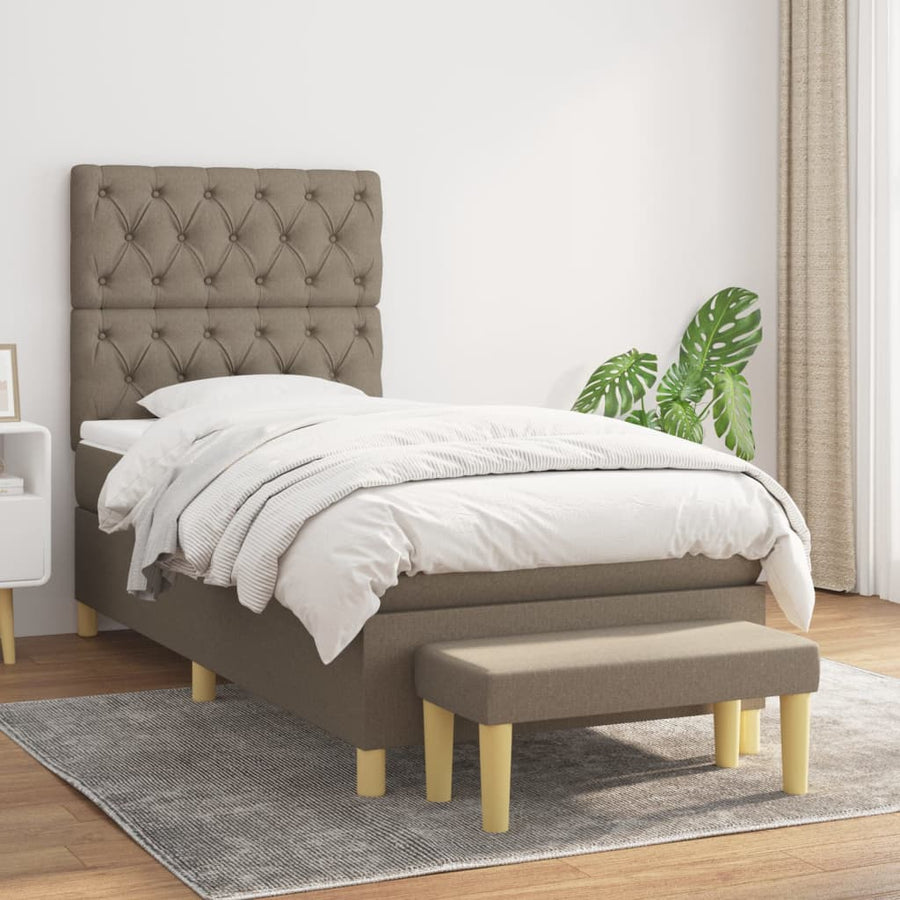 Boxspring Met Matras Stof Taupe 80 x 200 cm Getuft ontwerp