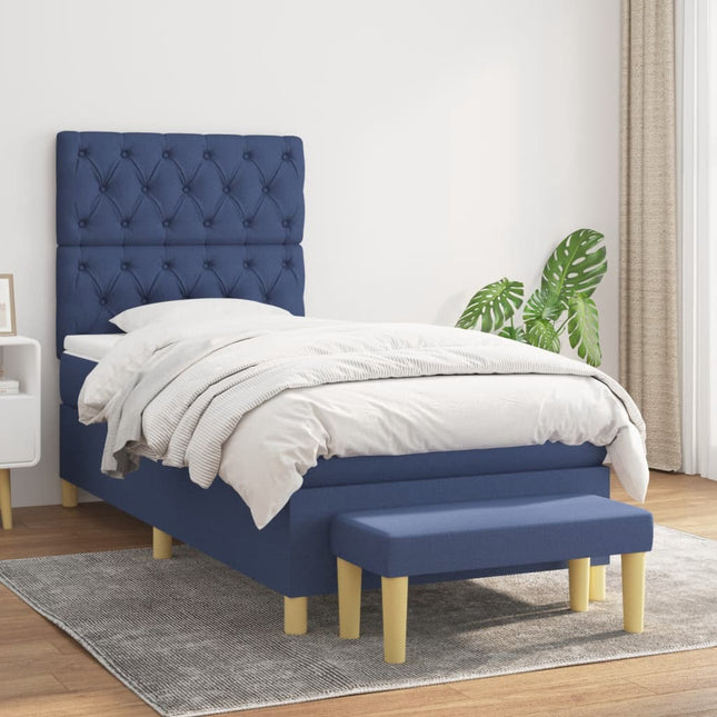 Boxspring Met Matras Stof Blauw 80 x 200 cm Getuft ontwerp