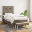 Box spring with fabric mattress taupe 90x190 cm