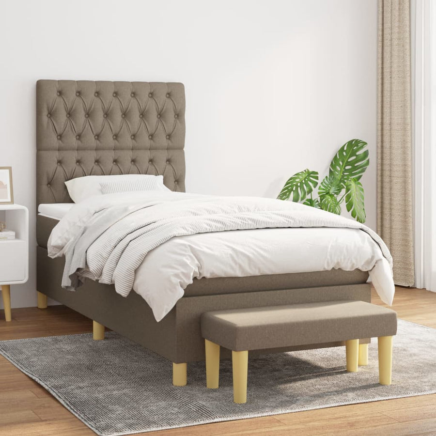Boxspring Met Matras Stof Taupe 90 x 190 cm Getuft ontwerp