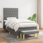 Boxspring met matras 90x200 cm donkergrijs stof
