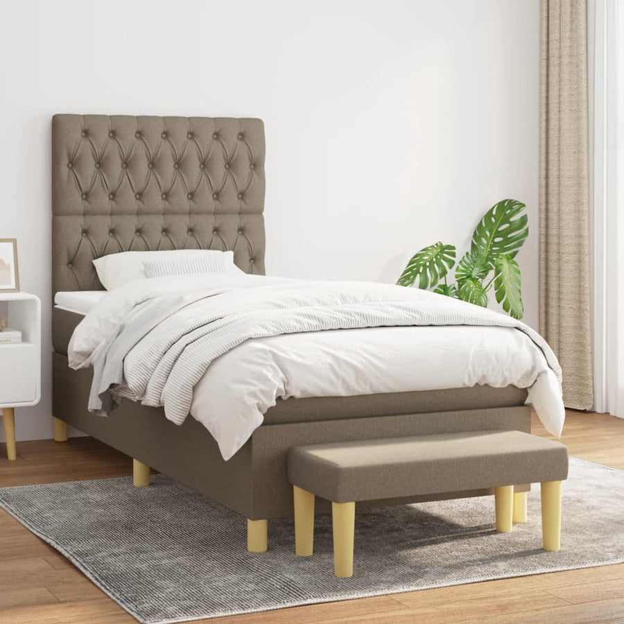 Boxspring Met Matras Stof Taupe 90 x 200 cm Getuft ontwerp