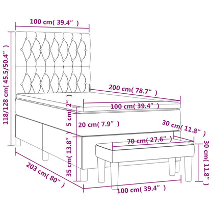Boxspring Met Matras Stof Zwart 100 x 200 cm Getuft ontwerp