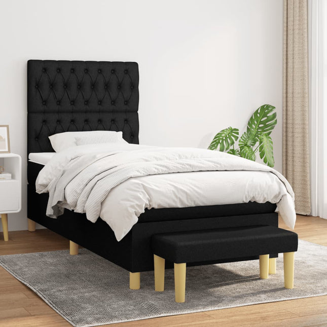 Boxspring Met Matras Stof Zwart 100 x 200 cm Getuft ontwerp