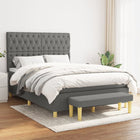 Boxspring Met Matras Stof Donkergrijs 140 x 190 cm Getuft ontwerp