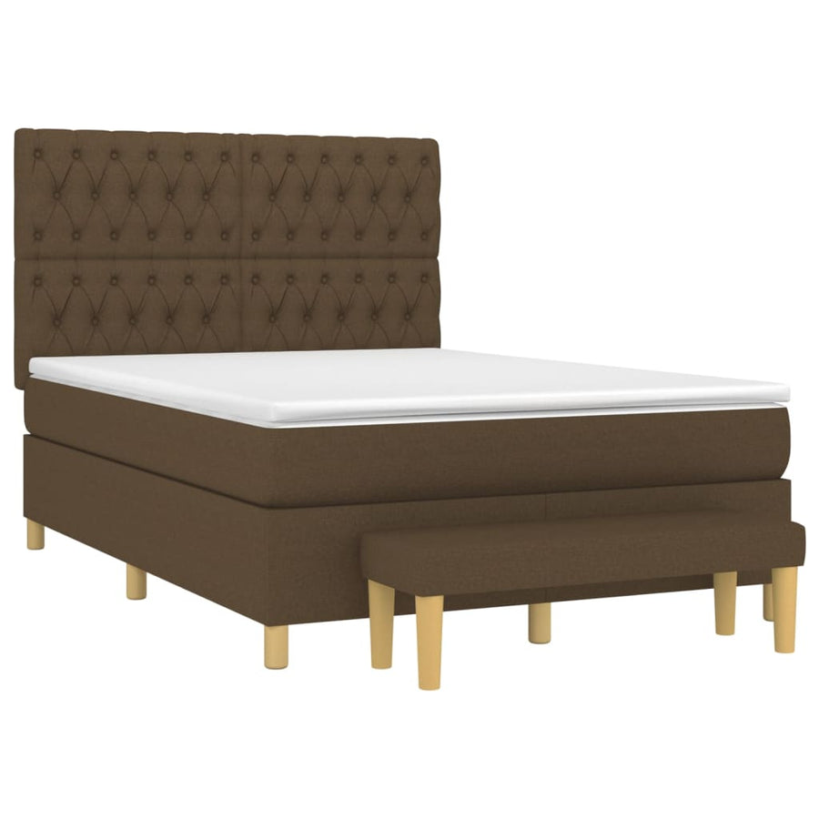 Boxspring Met Matras Stof Donkerbruin 140 x 190 cm Getuft ontwerp