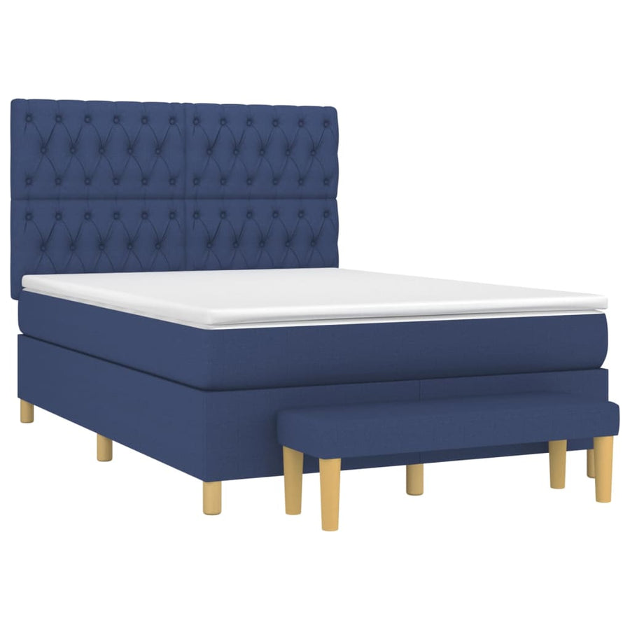 Boxspring Met Matras Stof Blauw 140 x 190 cm Getuft ontwerp