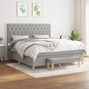 Boxspring met matras 160x200 cm lichtgrijs stof