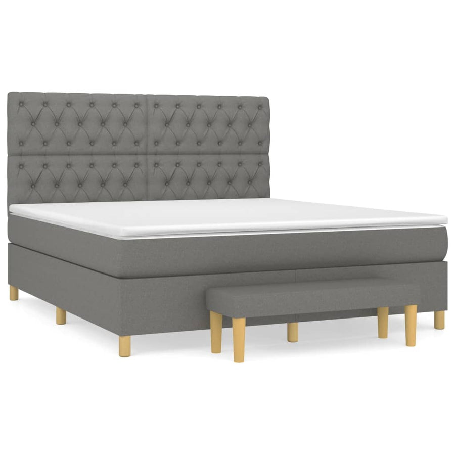 Boxspring Met Matras Stof Donkergrijs 160 x 200 cm Getuft ontwerp