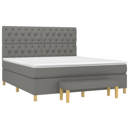 Boxspring Met Matras Stof Donkergrijs 160 x 200 cm Getuft ontwerp