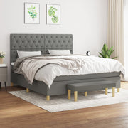 Boxspring met matras 160x200 cm donkergrijs stof