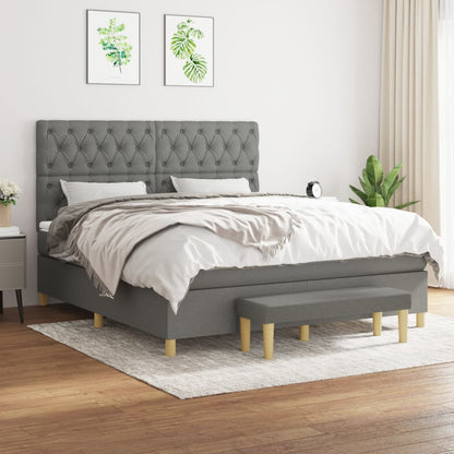 Boxspring Met Matras Stof Donkergrijs 160 x 200 cm Getuft ontwerp