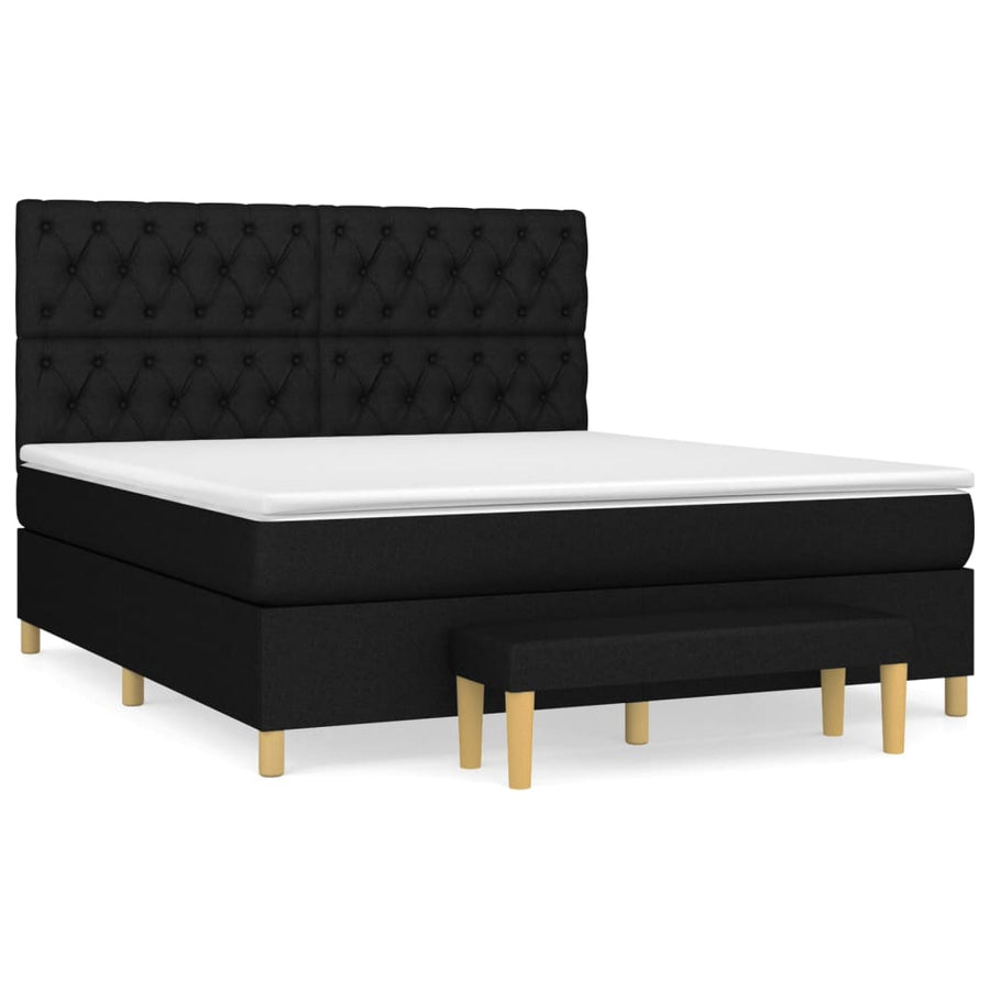 Boxspring Met Matras Stof Zwart 160 x 200 cm Getuft ontwerp