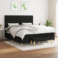 Boxspring met matras stof zwart 160x200 cm