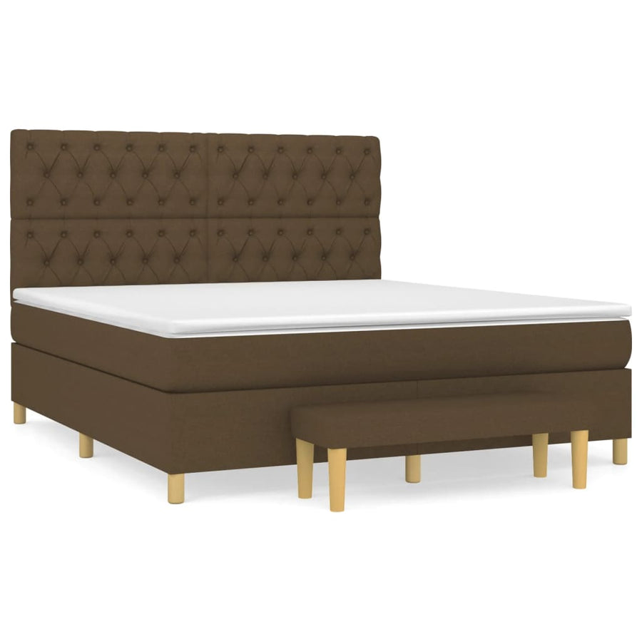 Boxspring Met Matras Stof Donkerbruin 160 x 200 cm Getuft ontwerp