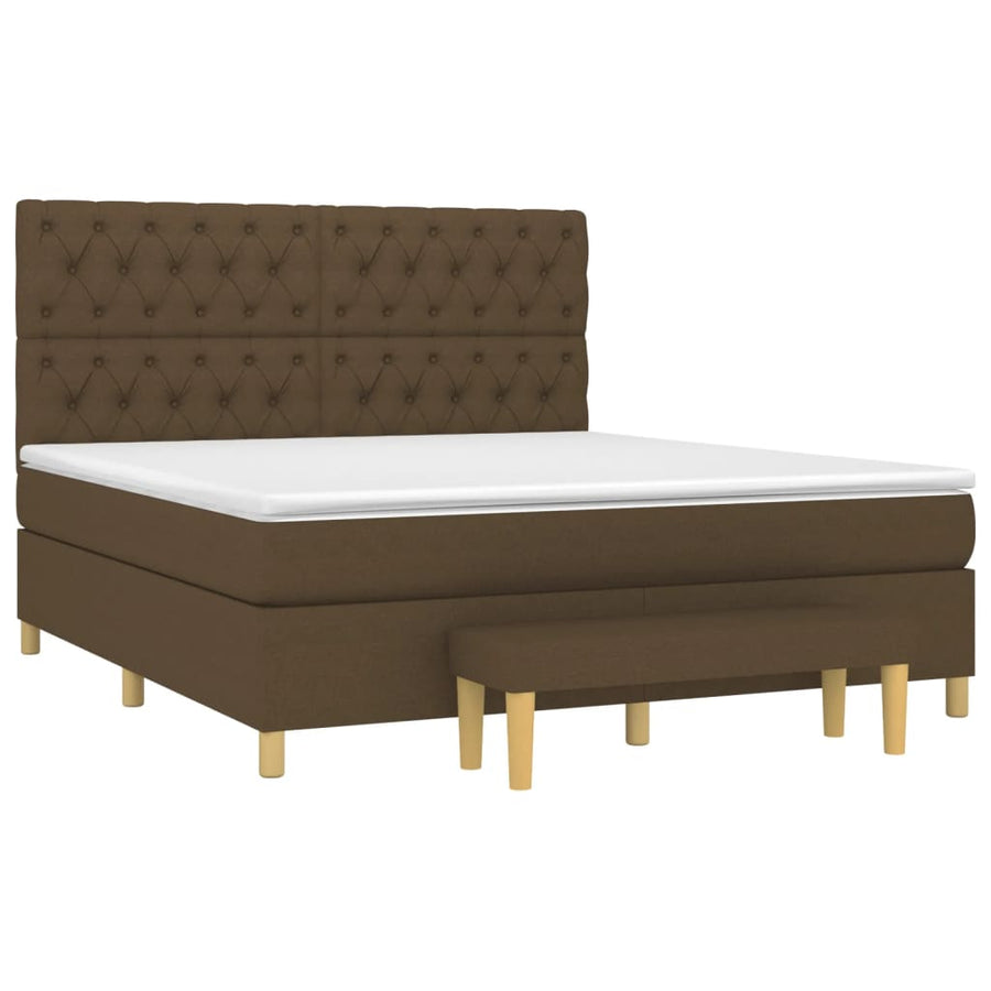 Boxspring Met Matras Stof Donkerbruin 160 x 200 cm Getuft ontwerp
