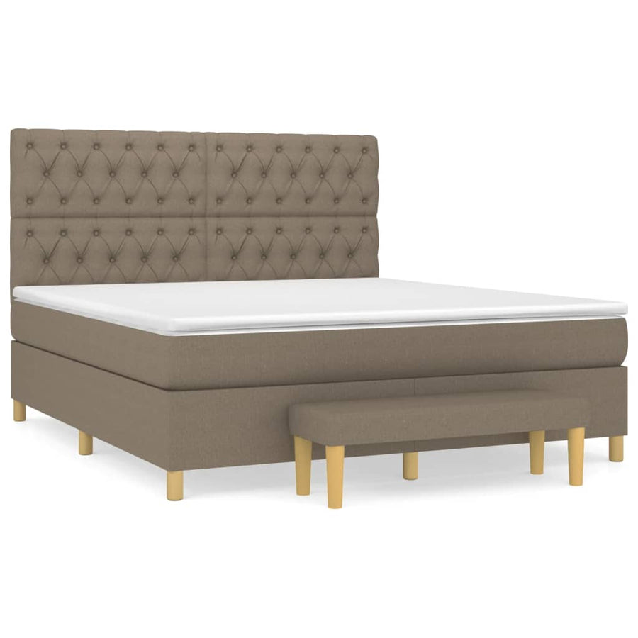 Boxspring Met Matras Stof Taupe 160X200 Cm Taupe 160 x 200 cm Getuft ontwerp