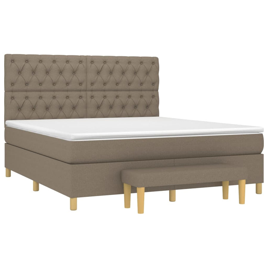Boxspring Met Matras Stof Taupe 160X200 Cm Taupe 160 x 200 cm Getuft ontwerp
