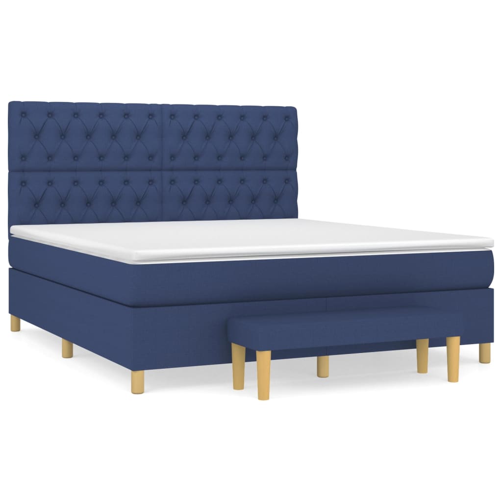 Boxspring Met Matras Stof Blauw 160 x 200 cm Getuft ontwerp