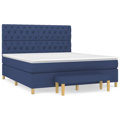 Boxspring Met Matras Stof Blauw 160 x 200 cm Getuft ontwerp