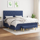 Boxspring Met Matras Stof Blauw 160 x 200 cm Getuft ontwerp