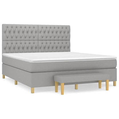 Boxspring Met Matras Stof Lichtgrijs 180 x 200 cm Getuft ontwerp