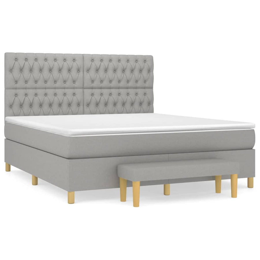 Boxspring Met Matras Stof Lichtgrijs 180 x 200 cm Getuft ontwerp