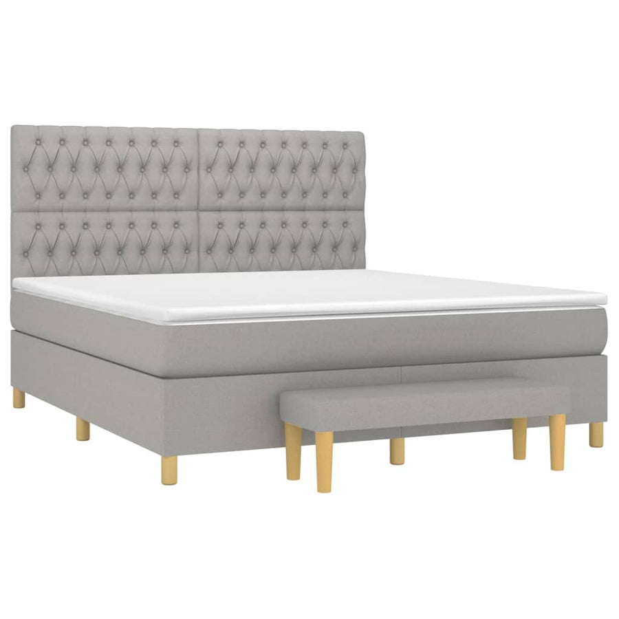 Boxspring Met Matras Stof Lichtgrijs 180 x 200 cm Getuft ontwerp