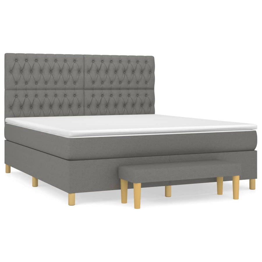 Boxspring Met Matras Stof Donkergrijs 180 x 200 cm Getuft ontwerp