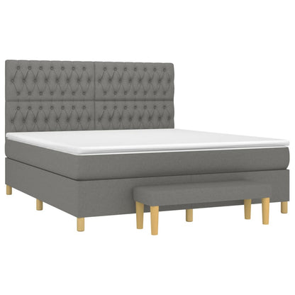 Boxspring Met Matras Stof Donkergrijs 180 x 200 cm Getuft ontwerp