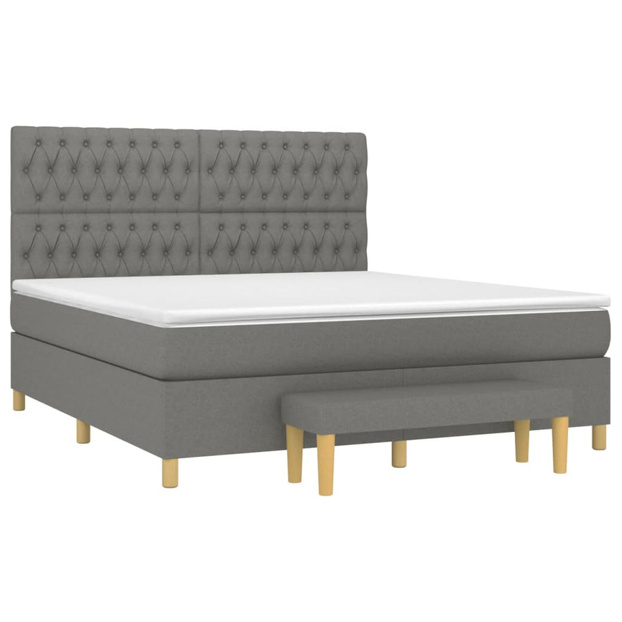 Boxspring Met Matras Stof Donkergrijs 180 x 200 cm Getuft ontwerp