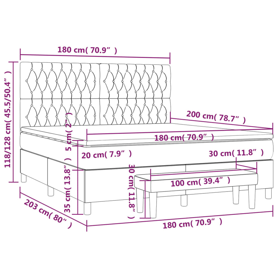Boxspring Met Matras Stof Donkergrijs 180 x 200 cm Getuft ontwerp