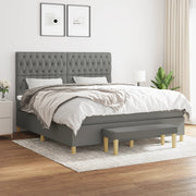 Boxspring met matras donkergrijs 180x200 cm