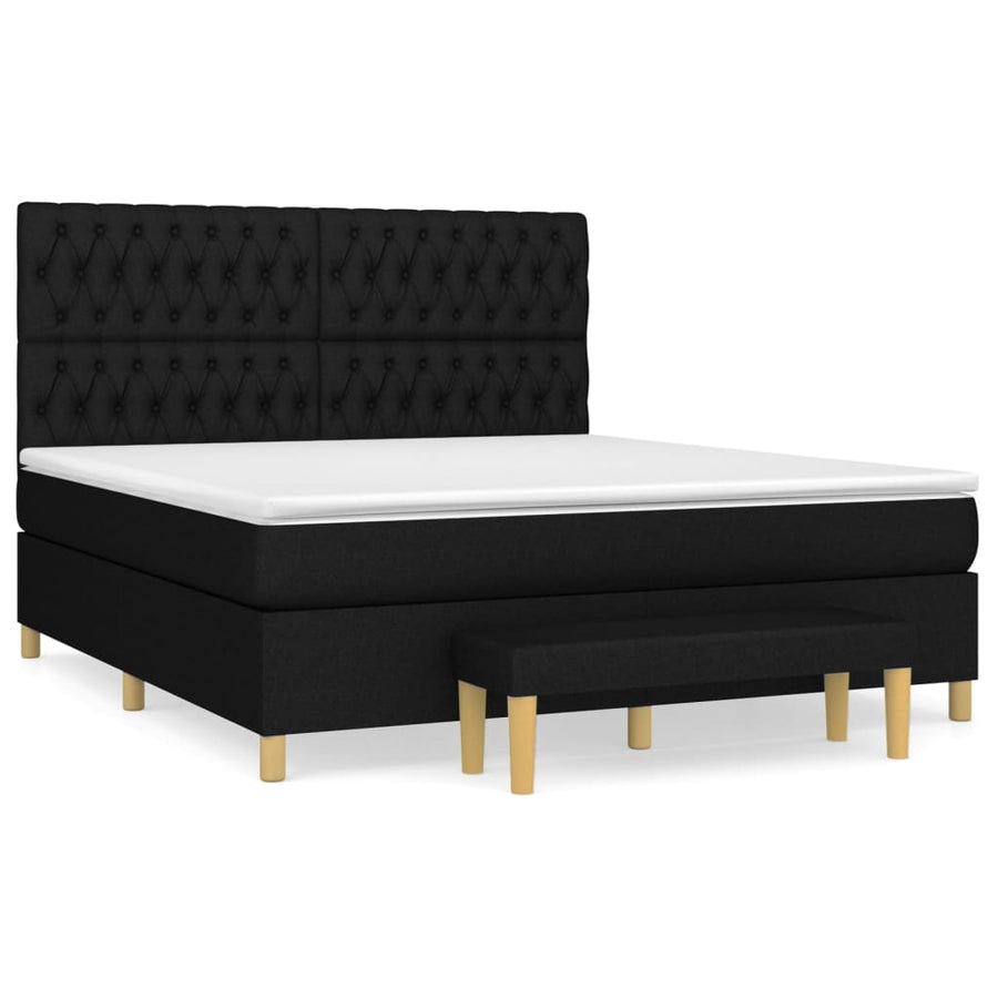 Boxspring Met Matras Stof Zwart 180 x 200 cm Getuft ontwerp