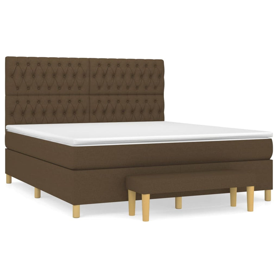 Boxspring Met Matras Stof Donkerbruin 180X200 Cm