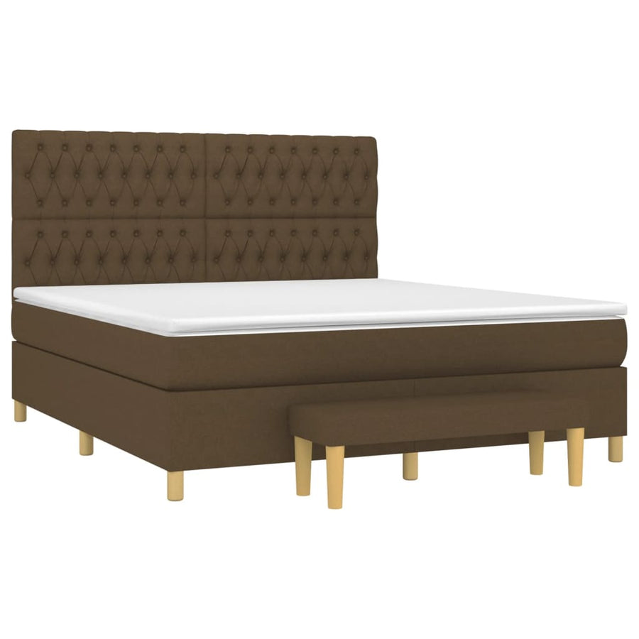 Boxspring Met Matras Stof Donkerbruin 180X200 Cm
