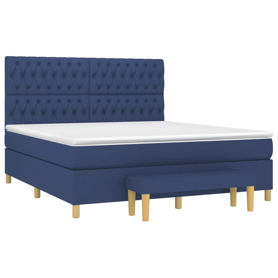 Boxspring Met Matras Stof Blauw 180 x 200 cm Getuft ontwerp