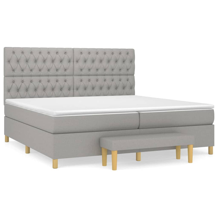 Boxspring Met Matras Stof Lichtgrijs 200 x 200 cm Getuft ontwerp