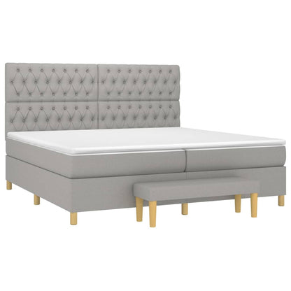 Boxspring Met Matras Stof Lichtgrijs 200 x 200 cm Getuft ontwerp