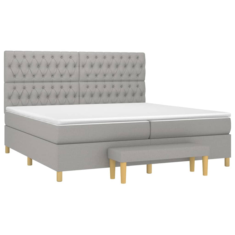 Boxspring Met Matras Stof Lichtgrijs 200 x 200 cm Getuft ontwerp