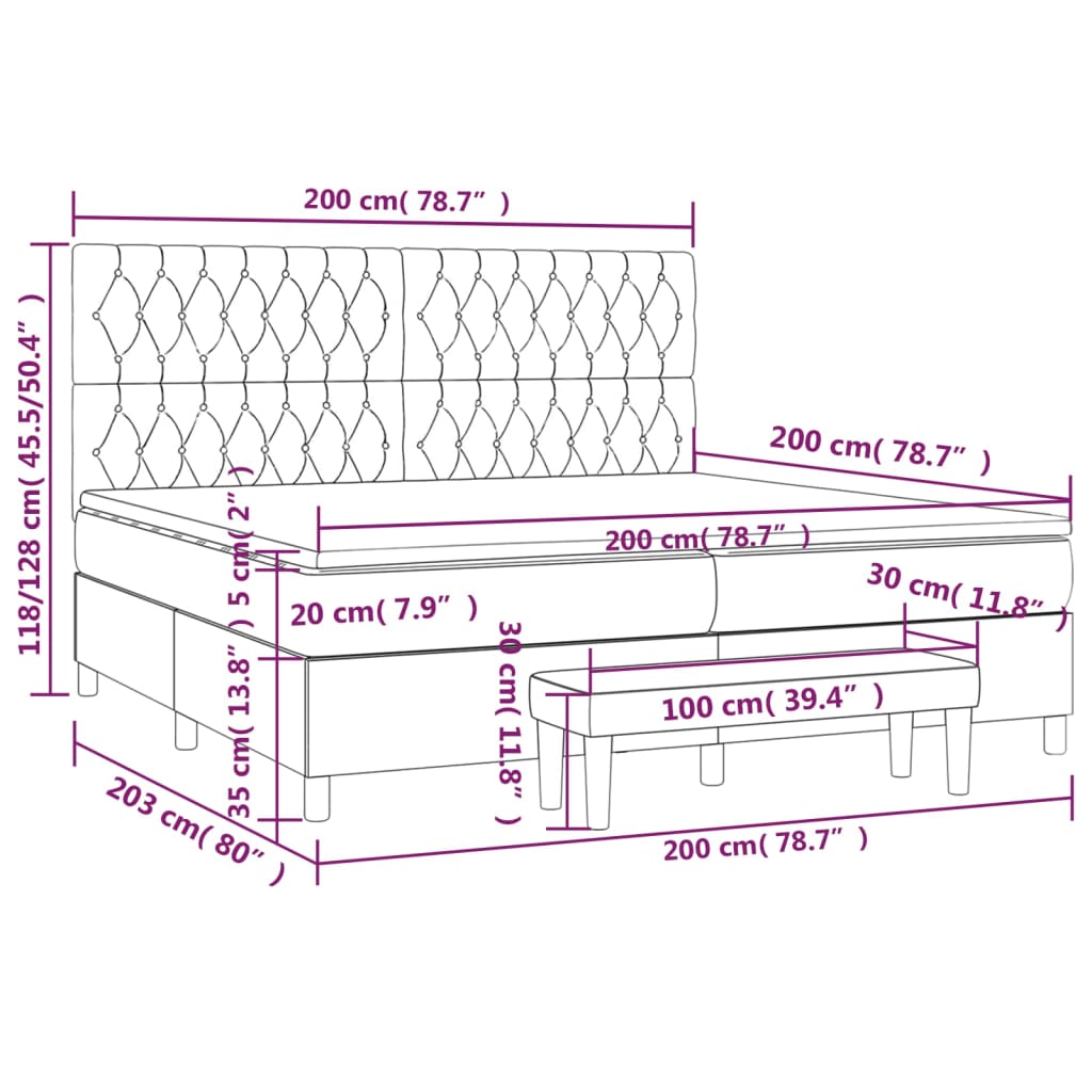Boxspring Met Matras Stof Lichtgrijs 200 x 200 cm Getuft ontwerp